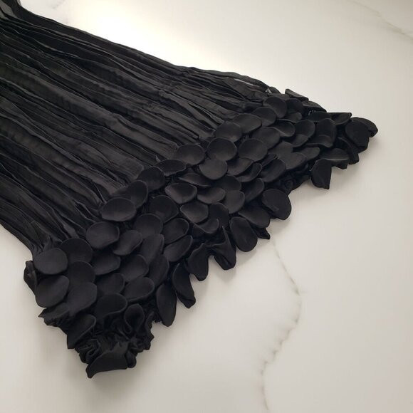 Chico's Chiffon Scarf Crinkle Textured Trim Black 62" Long Unique Event - Picture 4 of 8